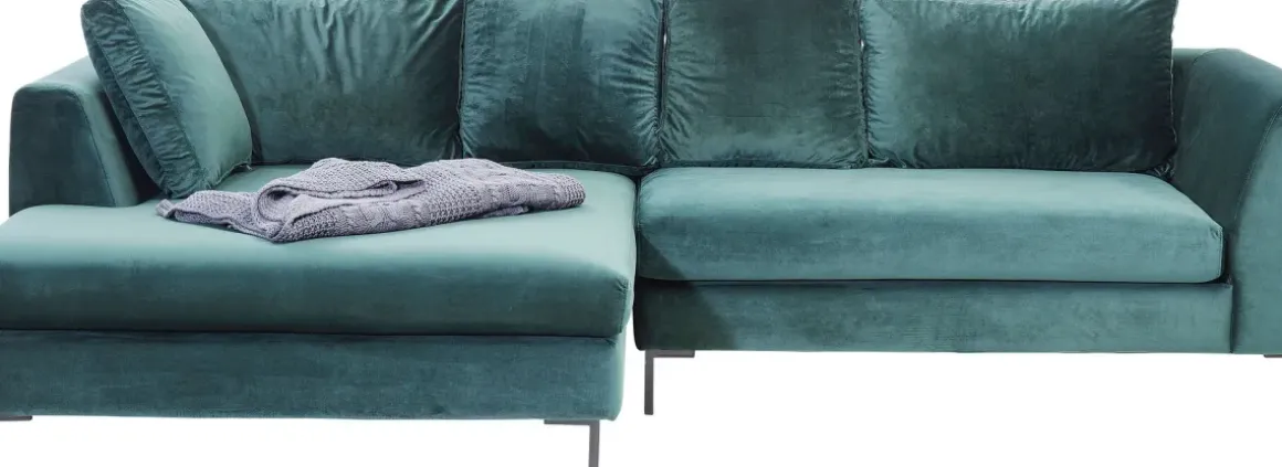 Hörnsoffa Gianni - Mörkgrön Sammet/Svart Vänster, 290x167cm - KARE Design