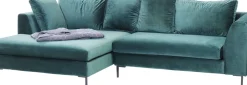 Hörnsoffa Gianni - Mörkgrön Sammet/Svart Vänster, 290x167cm - KARE Design