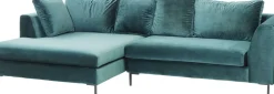 Hörnsoffa Gianni - Mörkgrön Sammet/Svart Vänster, 290x167cm - KARE Design