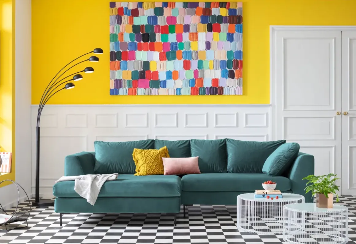 Hörnsoffa Gianni - Mörkgrön Sammet/Svart Vänster, 290x167cm - KARE Design
