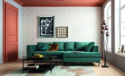 Hörnsoffa Gianni - Mörkgrön Sammet/Svart Vänster, 290x167cm - KARE Design