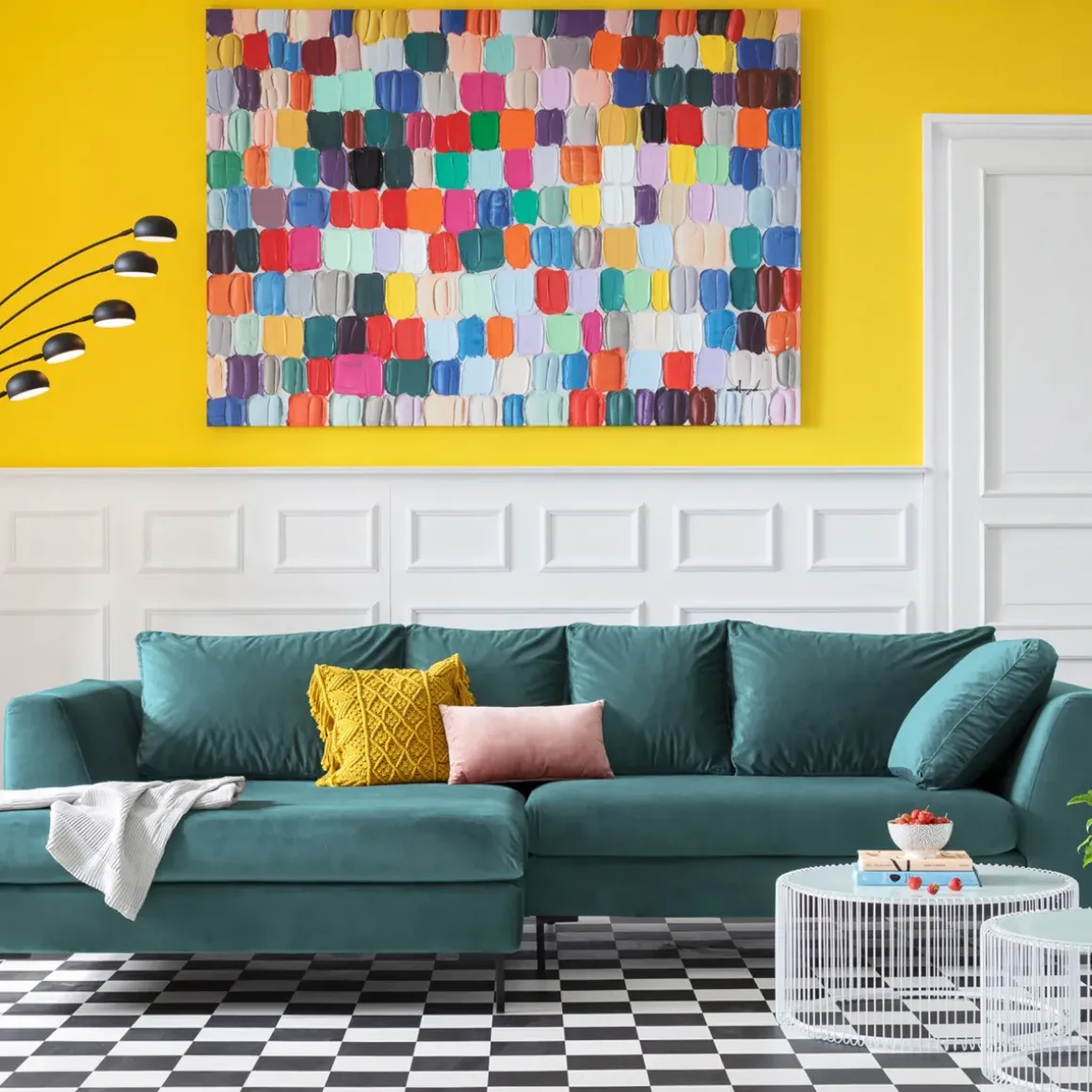 Hörnsoffa Gianni - Mörkgrön Sammet/Svart Höger, 290x167cm - KARE Design