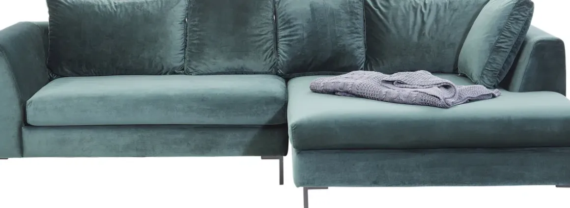 Hörnsoffa Gianni - Mörkgrön Sammet/Svart Höger, 290x167cm - KARE Design