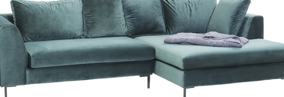 Hörnsoffa Gianni - Mörkgrön Sammet/Svart Höger, 290x167cm - KARE Design