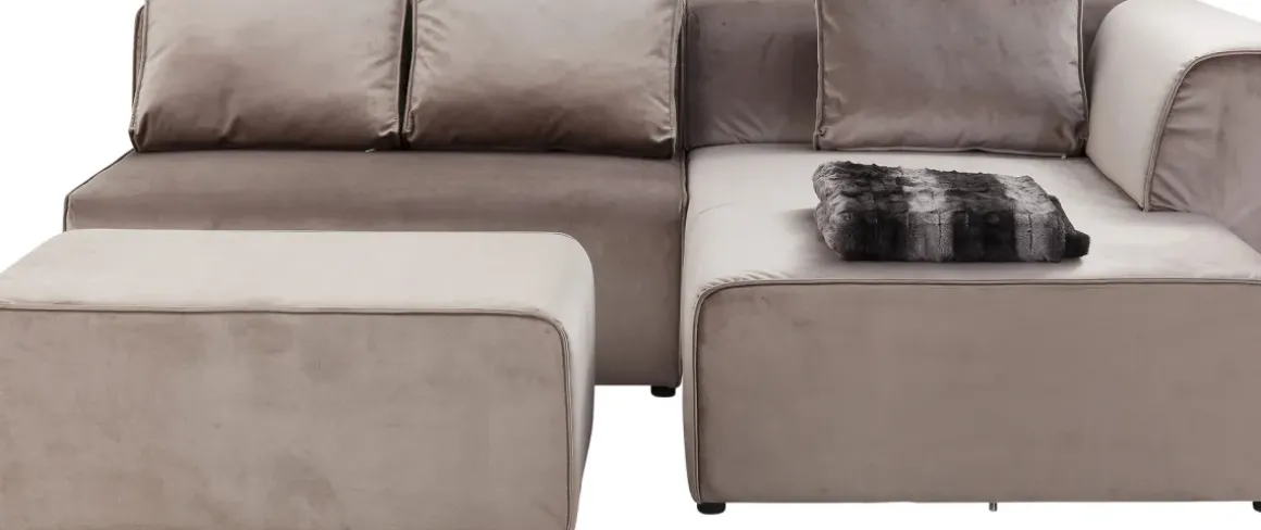 Hörnsoffa Infinity - Taupe Sammet Höger, 306x182cm - KARE Design