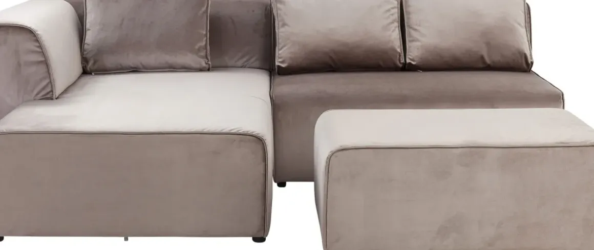 Hörnsoffa Infinity - Taupe Sammet Vänster, 306x182cm - KARE Design