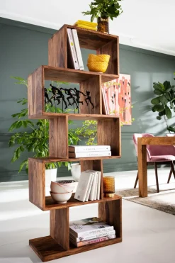 Hylla Authentico Zick Zack - Bokhyllla i Massivt Trä, 150x60cm - KARE Design
