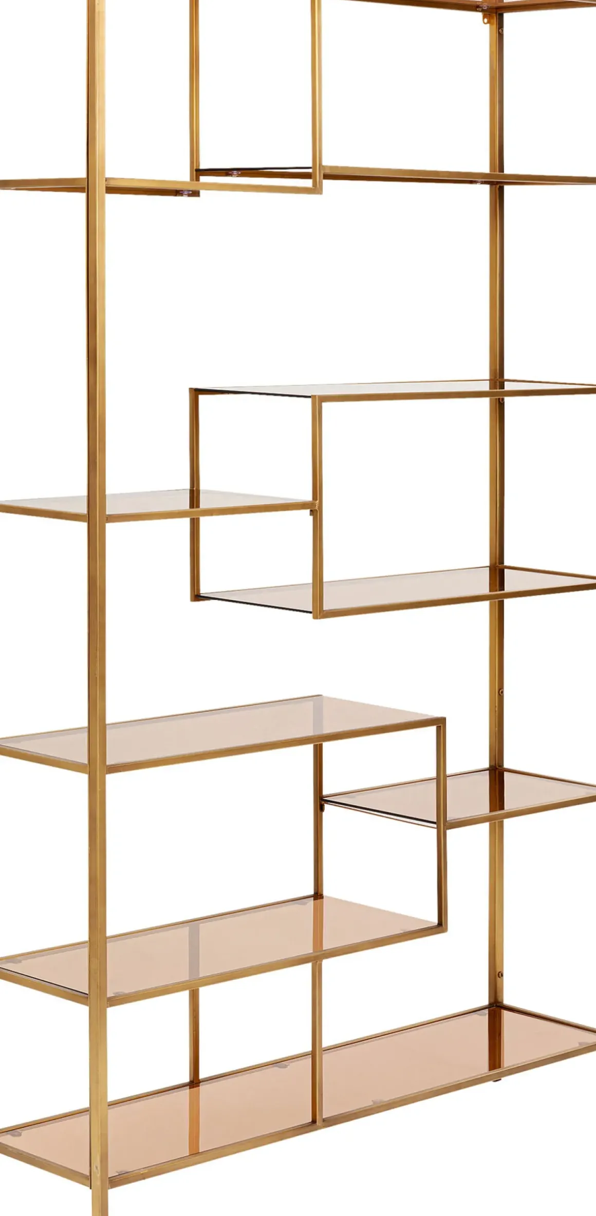 Hylla Loft - Öppen Bokhylla i Guld/Glas, 195x115cm - KARE Design