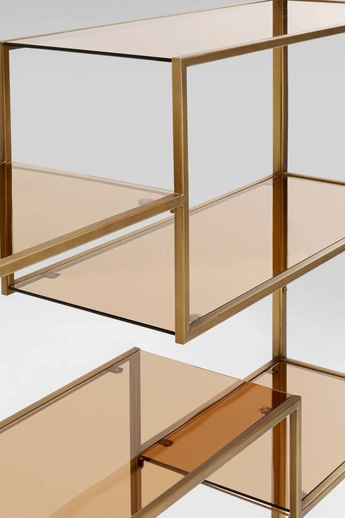 Hylla Loft - Öppen Bokhylla i Guld/Glas, 195x115cm - KARE Design