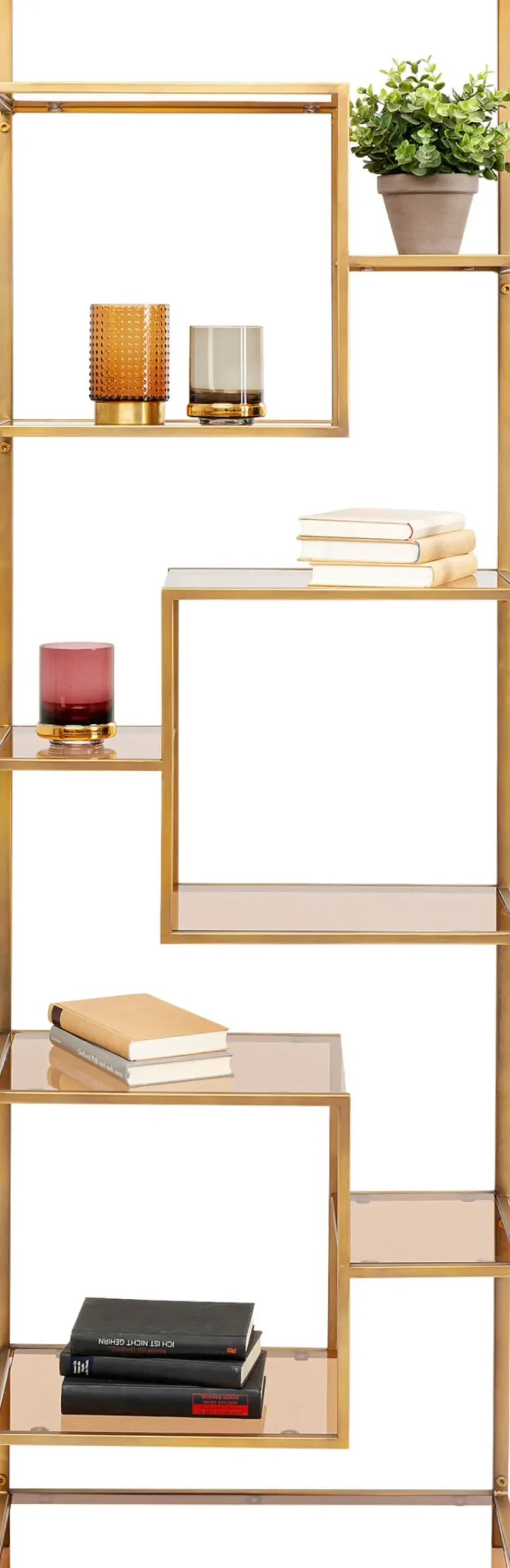 Hylla Loft Öppen Bokhylla i Guld/Glas, 195x60cm - KARE Design
