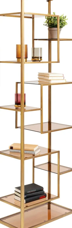 Hylla Loft Öppen Bokhylla i Guld/Glas, 195x60cm - KARE Design