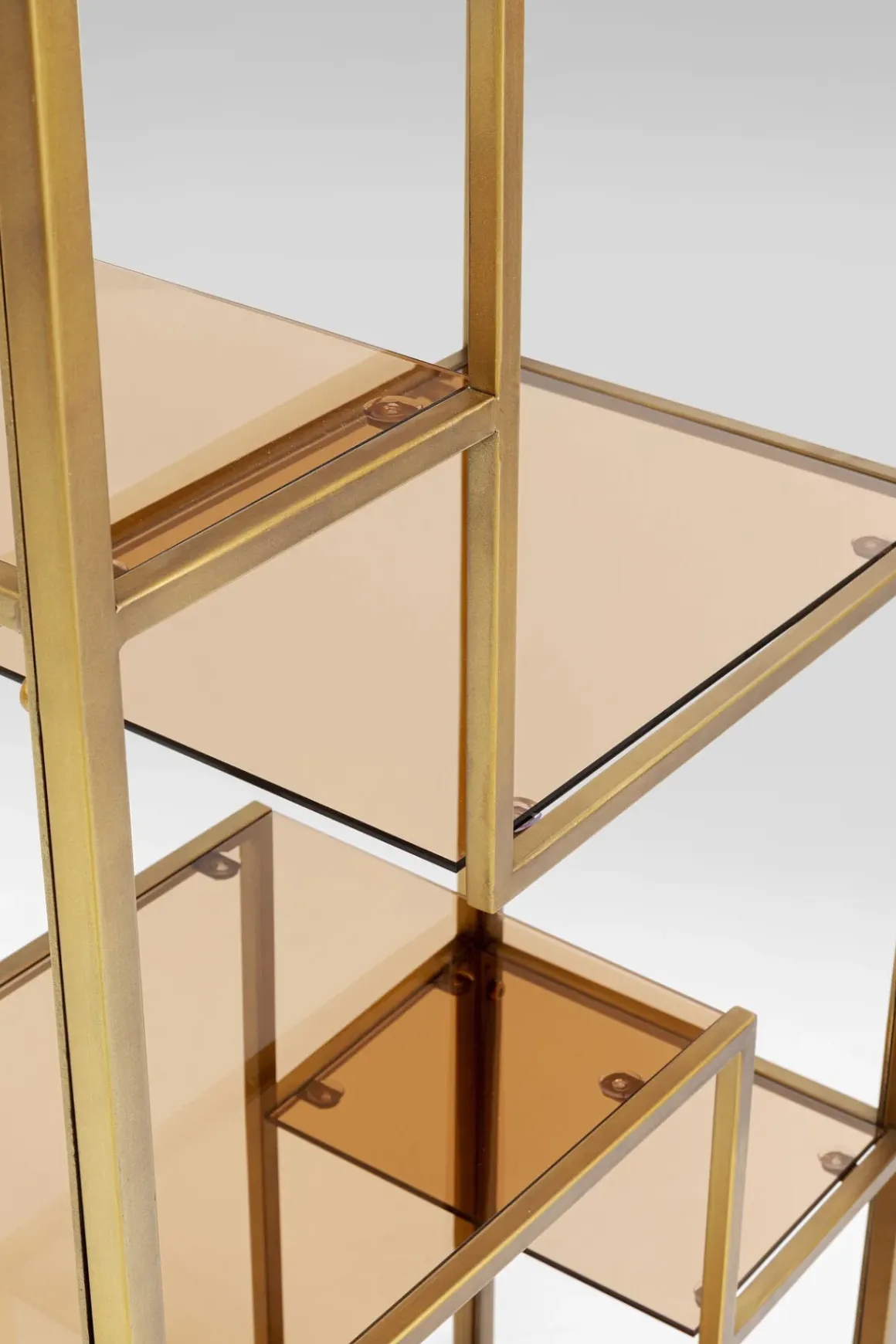 Hylla Loft Öppen Bokhylla i Guld/Glas, 195x60cm - KARE Design