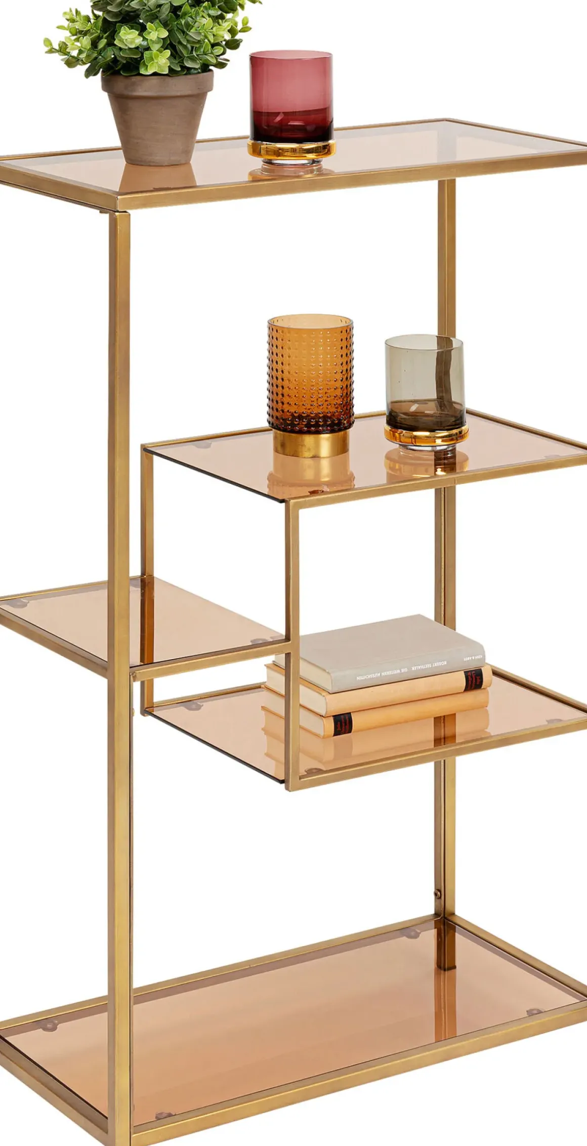 Hylla Loft - Öppen Bokhylla i Guld/Glas, 100x60cm - KARE Design