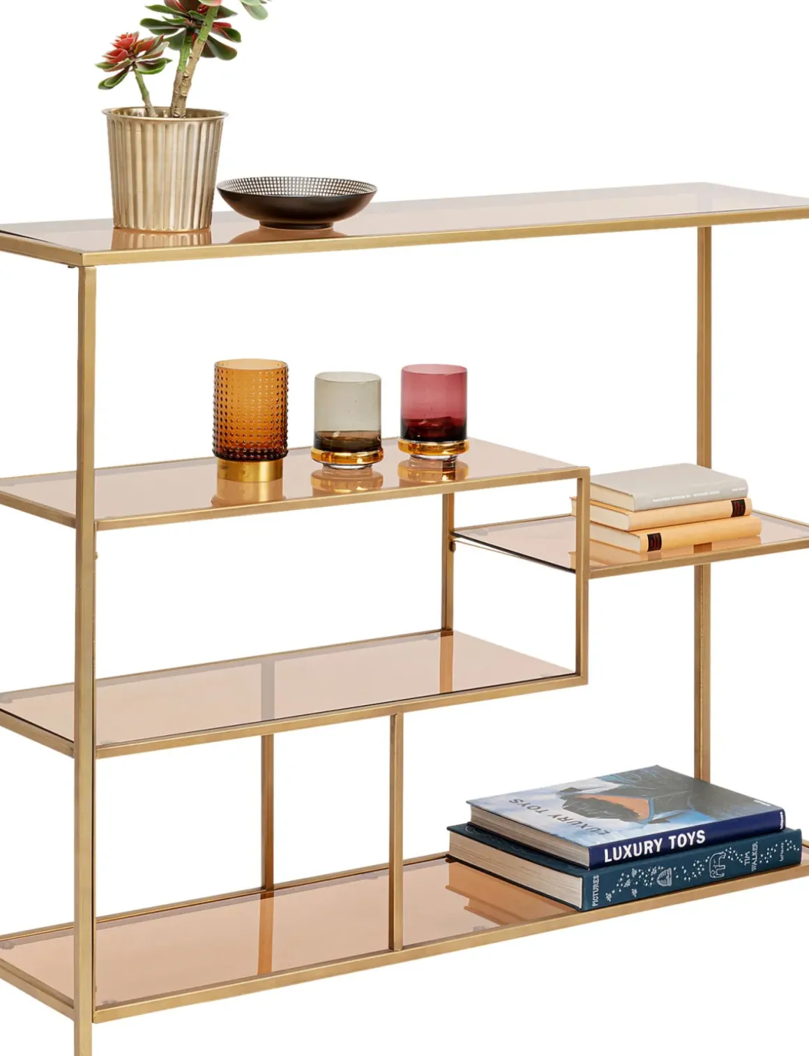Hylla Loft - Öppen Bokhylla/Sideboard i Guld/Glas, 100x115cm - KARE Design