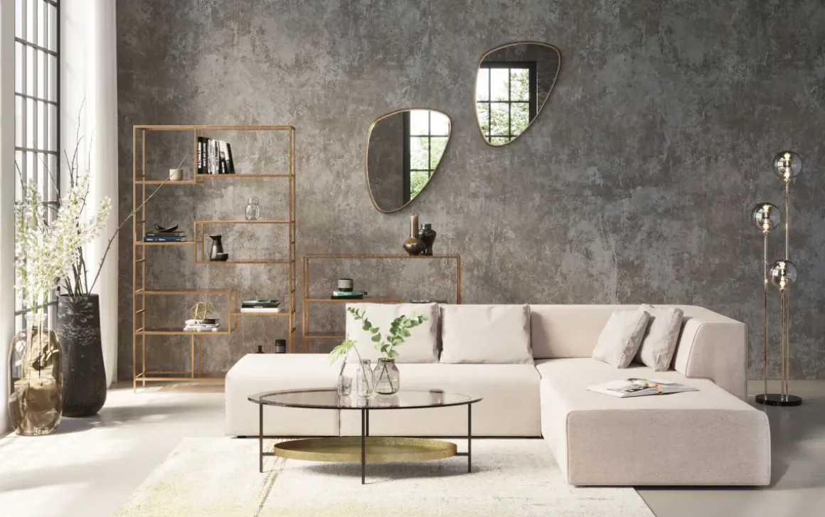 Hylla Loft - Öppen Bokhylla/Sideboard i Guld/Glas, 100x115cm - KARE Design