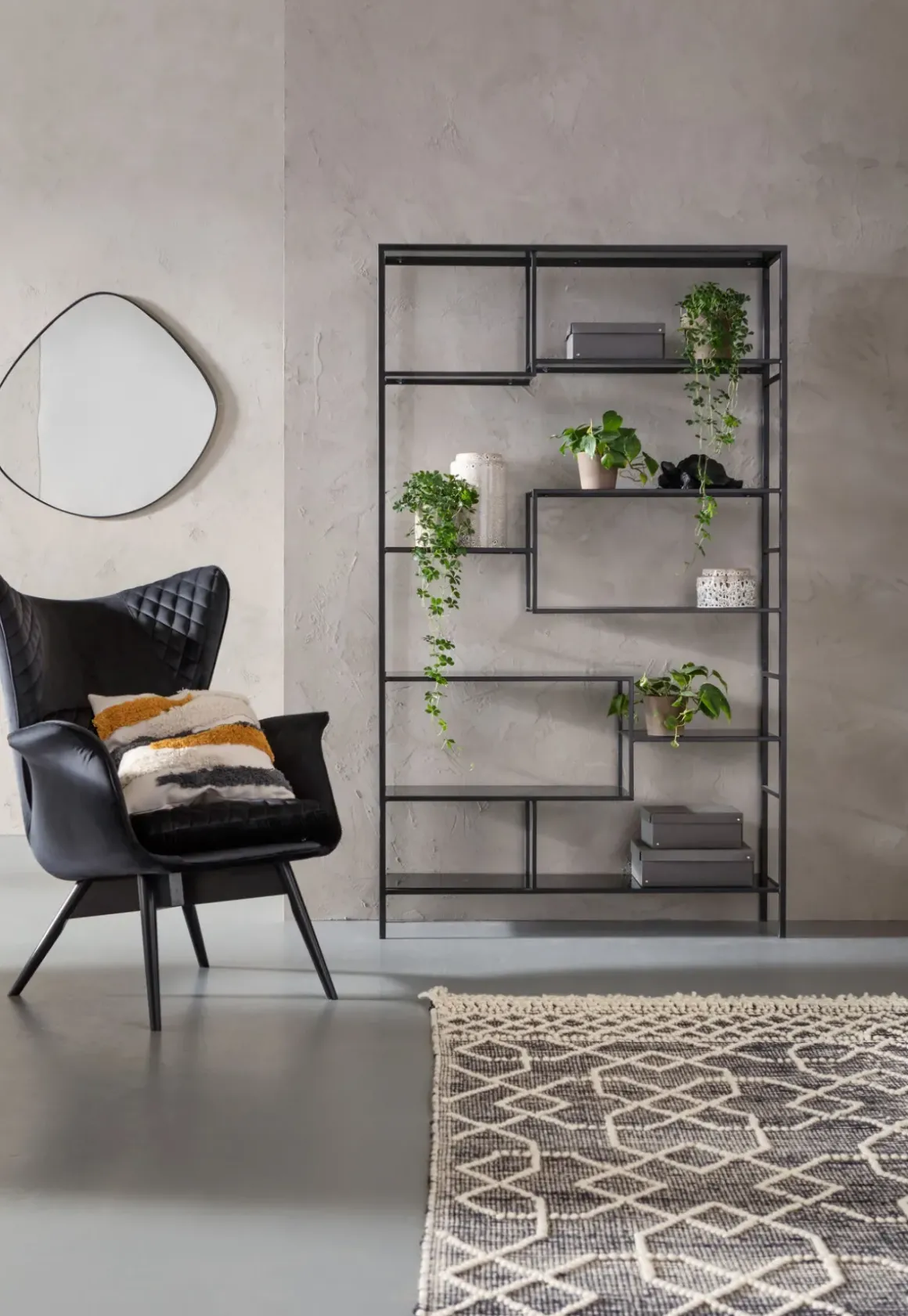 Hylla Loft - Öppen Bokylla i Svart, 195x115cm - KARE Design