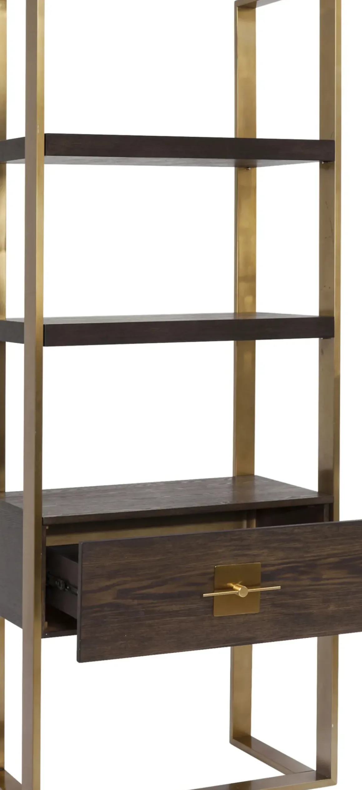 Hylla Osaka - Öppen Bokhylla, Mörkt Trä/Borstad Mässing - KARE Design