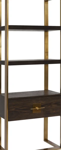 Hylla Osaka - Öppen Bokhylla, Mörkt Trä/Borstad Mässing - KARE Design