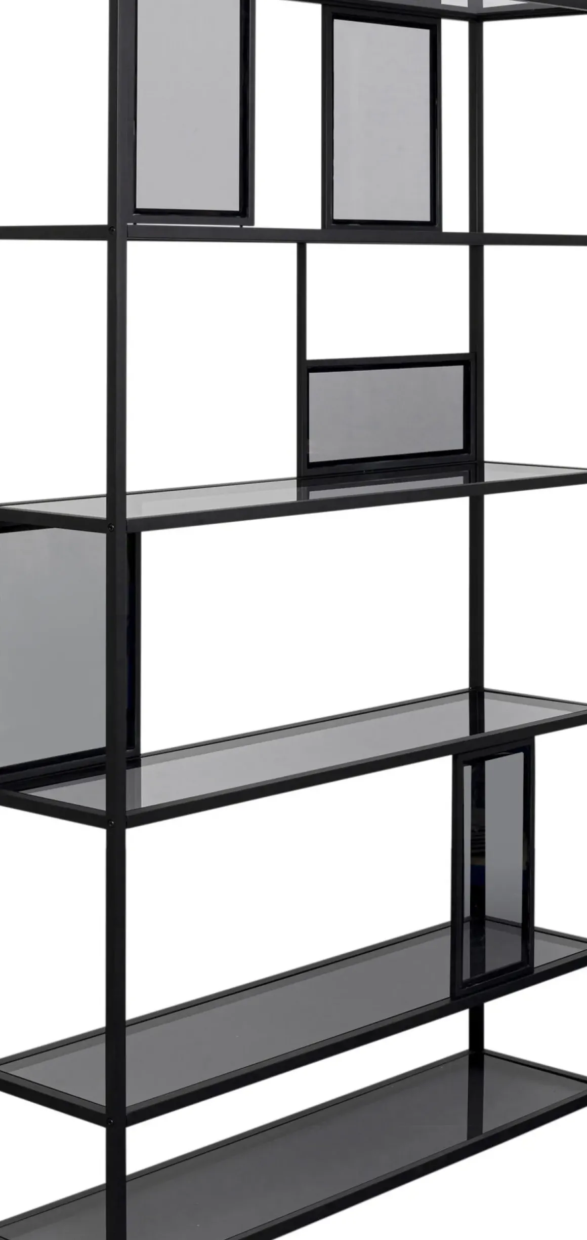 Hylla Skyler - Bokhylla i Svart/Tonat Glas, 195x115cm - KARE Design