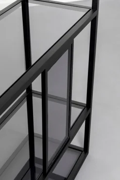 Hylla Skyler - Bokhylla i Svart/Tonat Glas, 195x115cm - KARE Design