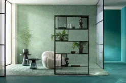 Hylla Skyler - Bokhylla i Svart/Tonat Glas, 195x115cm - KARE Design