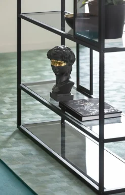 Hylla Skyler - Bokhylla i Svart/Tonat Glas, 195x115cm - KARE Design
