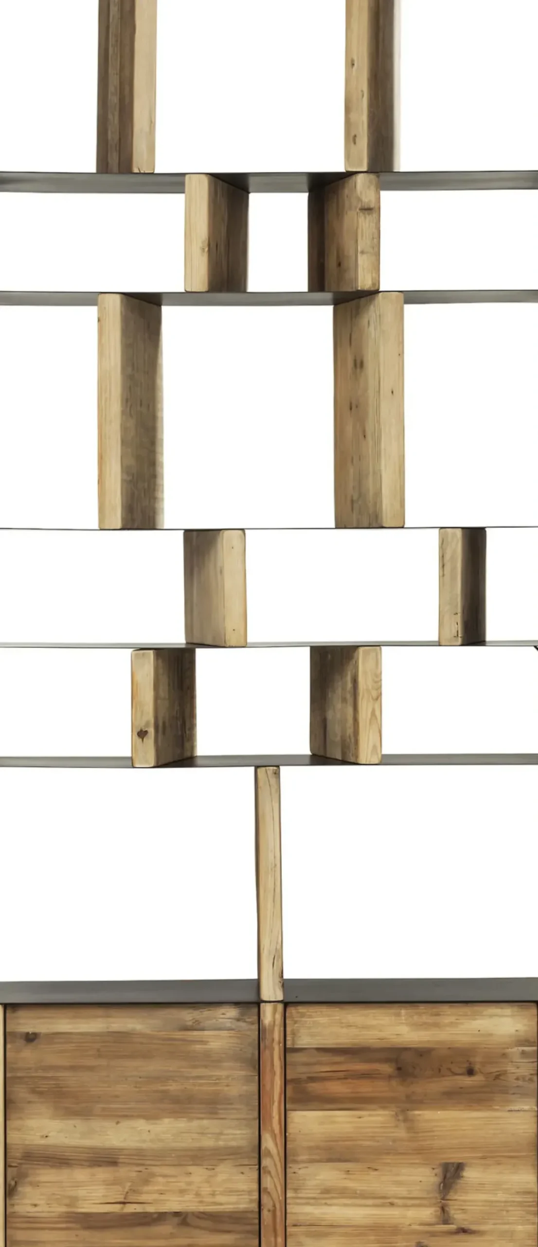 Hylla Storm - Öppen Bokhylla med Skåp Trä/ Svart Stål, 234x100cm - KARE Design