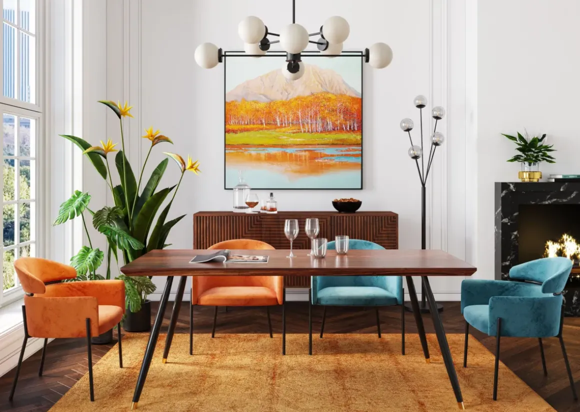 Karmstol Alexia - Stol i Orange Sammet med Armstöd - KARE Design