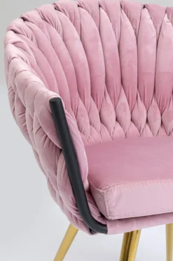 Karmstol Knot - Stol i Puderrosa Sammet, med Armstöd - KARE Design