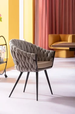 Karmstol Knot Tweed - Stol med Armstöd Greige - KARE Design