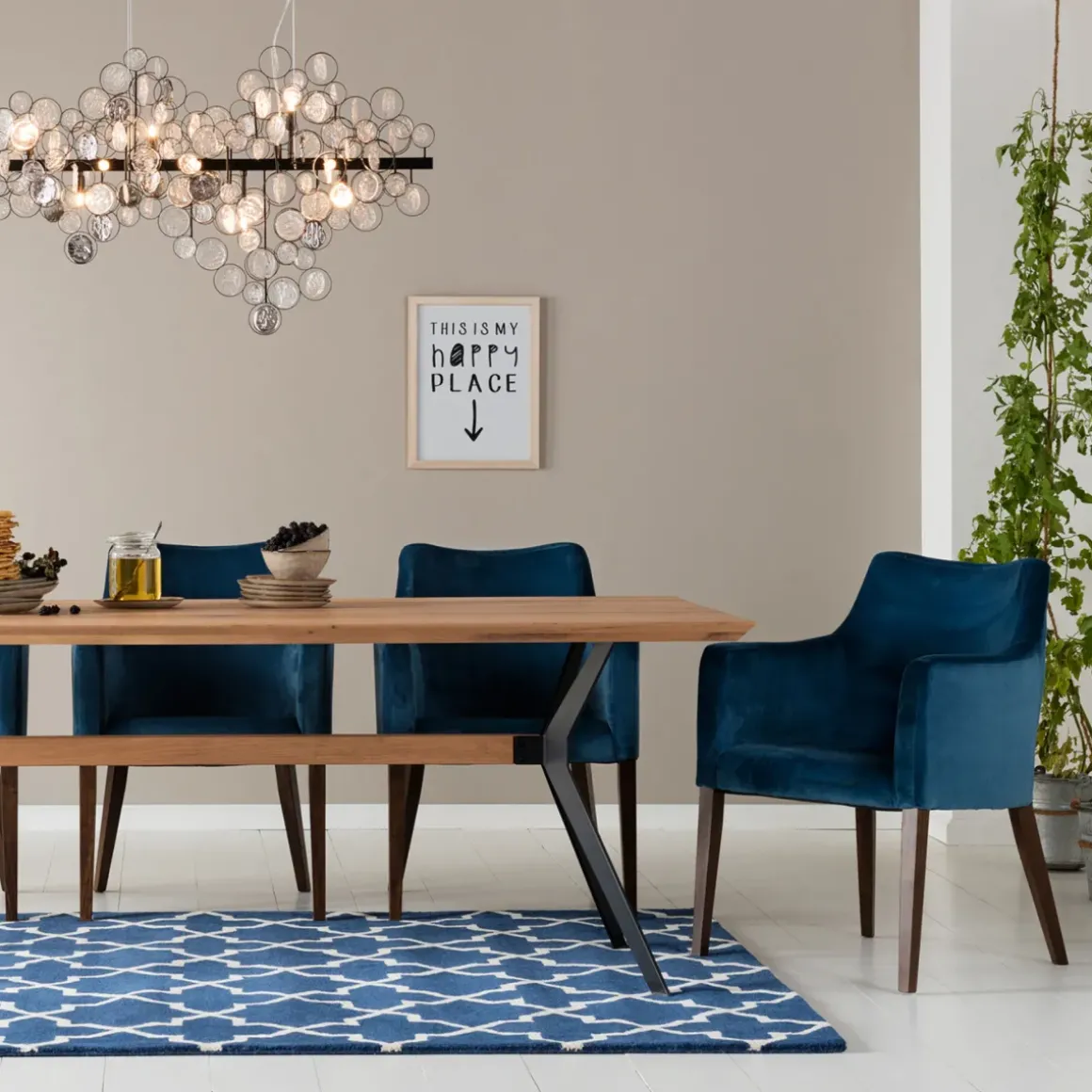 Karmstol Mode - Stol med Armstöd - Blå Sammet - KARE Design