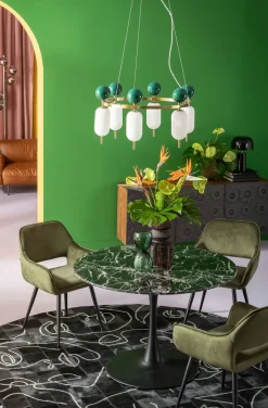 Karmstol San Fransisco - Stol med Armstöd - Mörkgrön Sammet/Svart - KARE Design