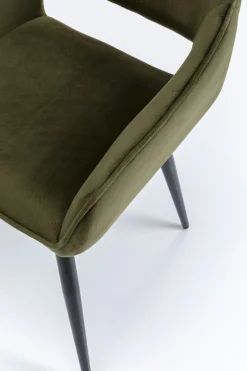 Karmstol San Fransisco - Stol med Armstöd - Mörkgrön Sammet/Svart - KARE Design