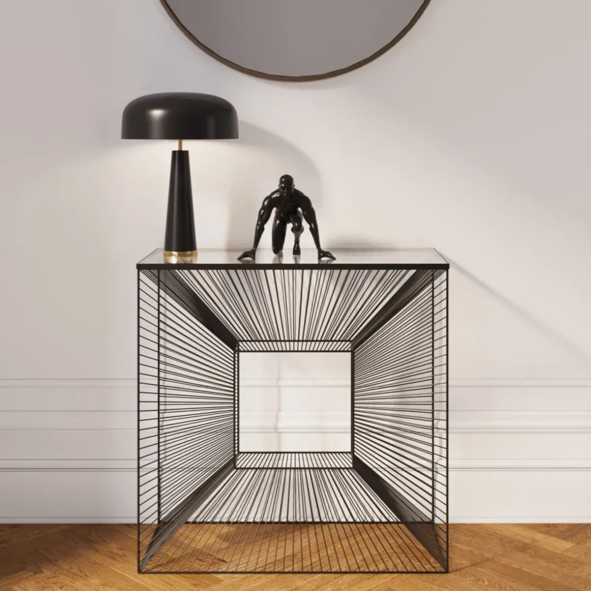 Konsolbord Dimension - Svart/Glas, 80,5x80,5cm - KARE Design