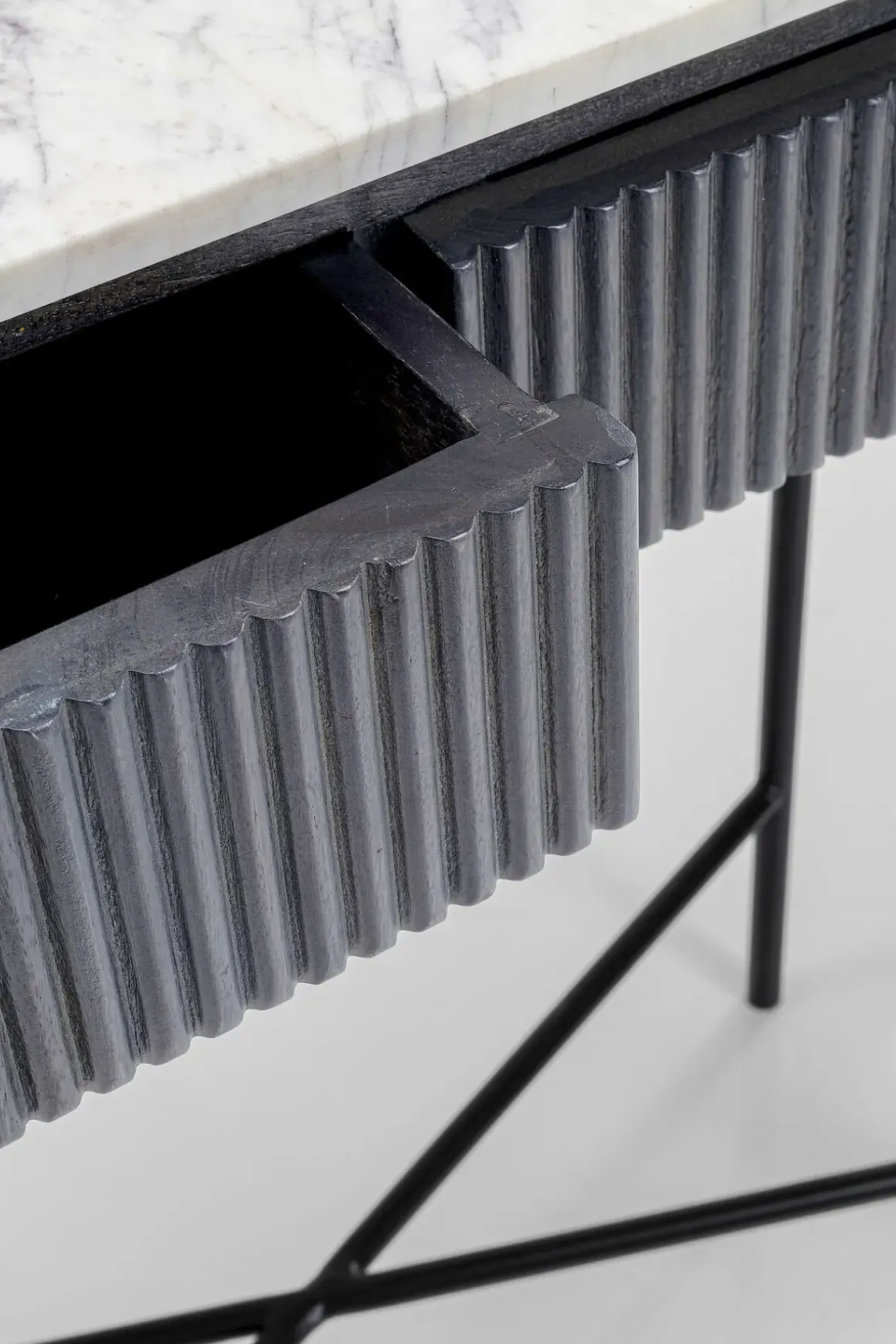 Konsolbord Glenn - Mörkgrå Trästruktur, 80x100cm - KARE Design