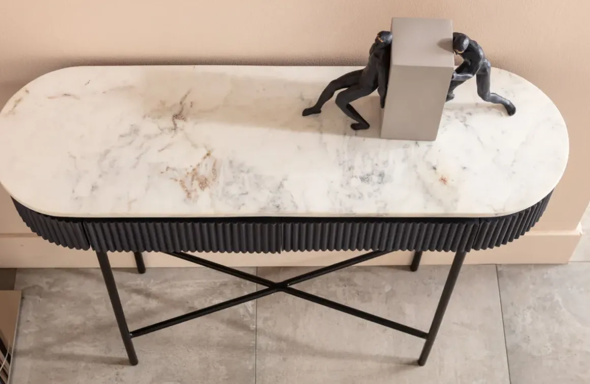Konsolbord Glenn - Mörkgrå Trästruktur, 80x100cm - KARE Design