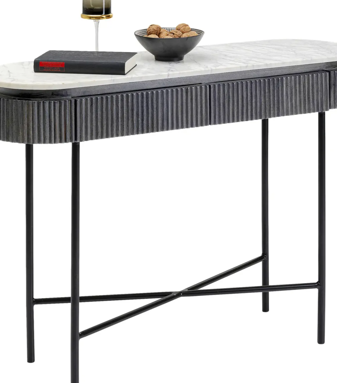 Konsolbord Glenn - Mörkgrå Trästruktur, 80x100cm - KARE Design