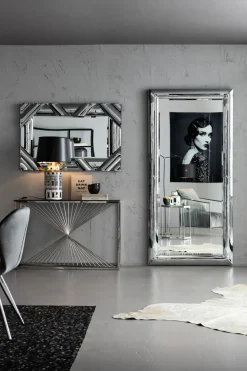 Konsolbord Laser Silver - Silver/Glas , 78x120cm - KARE Design