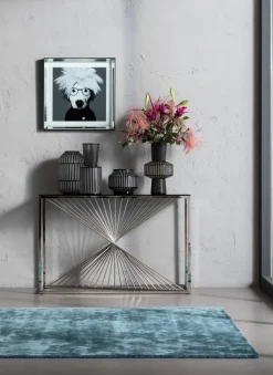 Konsolbord Laser Silver - Silver/Glas , 78x120cm - KARE Design
