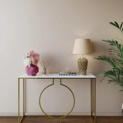 Konsolbord Miami Loft - Guld/Vit Marmor, 75x120cm - KARE Design