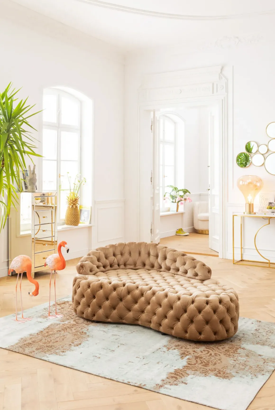 Konsolbord Miami Loft - Guld/Vit Marmor, 75x120cm - KARE Design