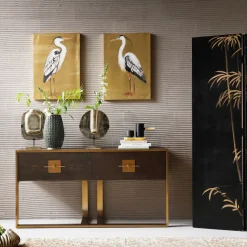 Konsolbord Osaka - Mörkt Trä/Borstad Mässing - KARE Design