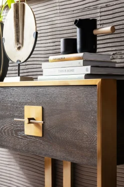 Konsolbord Osaka - Mörkt Trä/Borstad Mässing - KARE Design