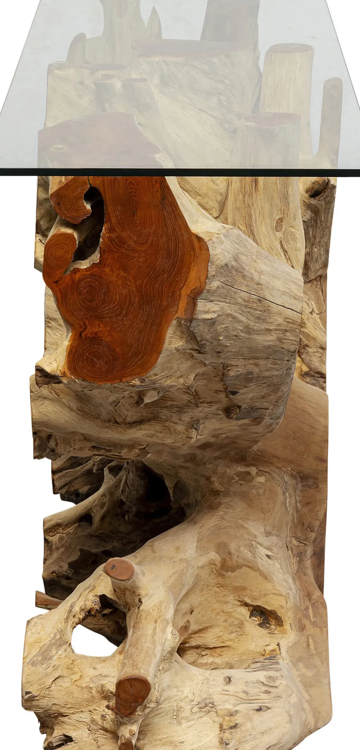 Konsolbord Roots - Underrede Rot/Bordsskiva Glas, 80x150cm - KARE Design