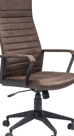 Kontorsstol Labora Hög - Snurrstol på Hjul, Brun Konstläder - KARE Design