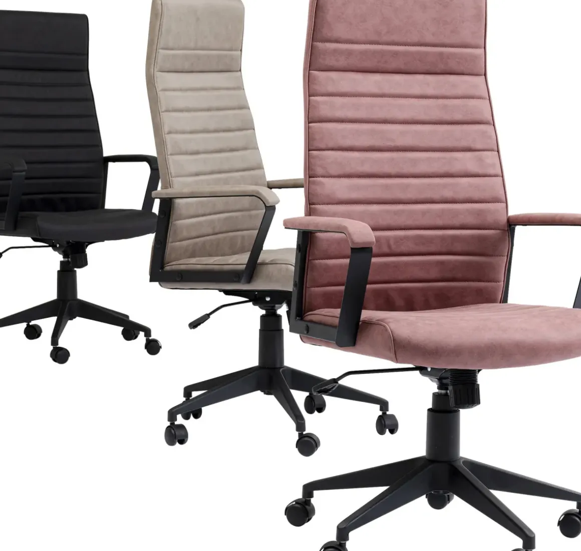 Kontorsstol Labora Hög - Snurrstol på Hjul, Svart Konstläder - KARE Design