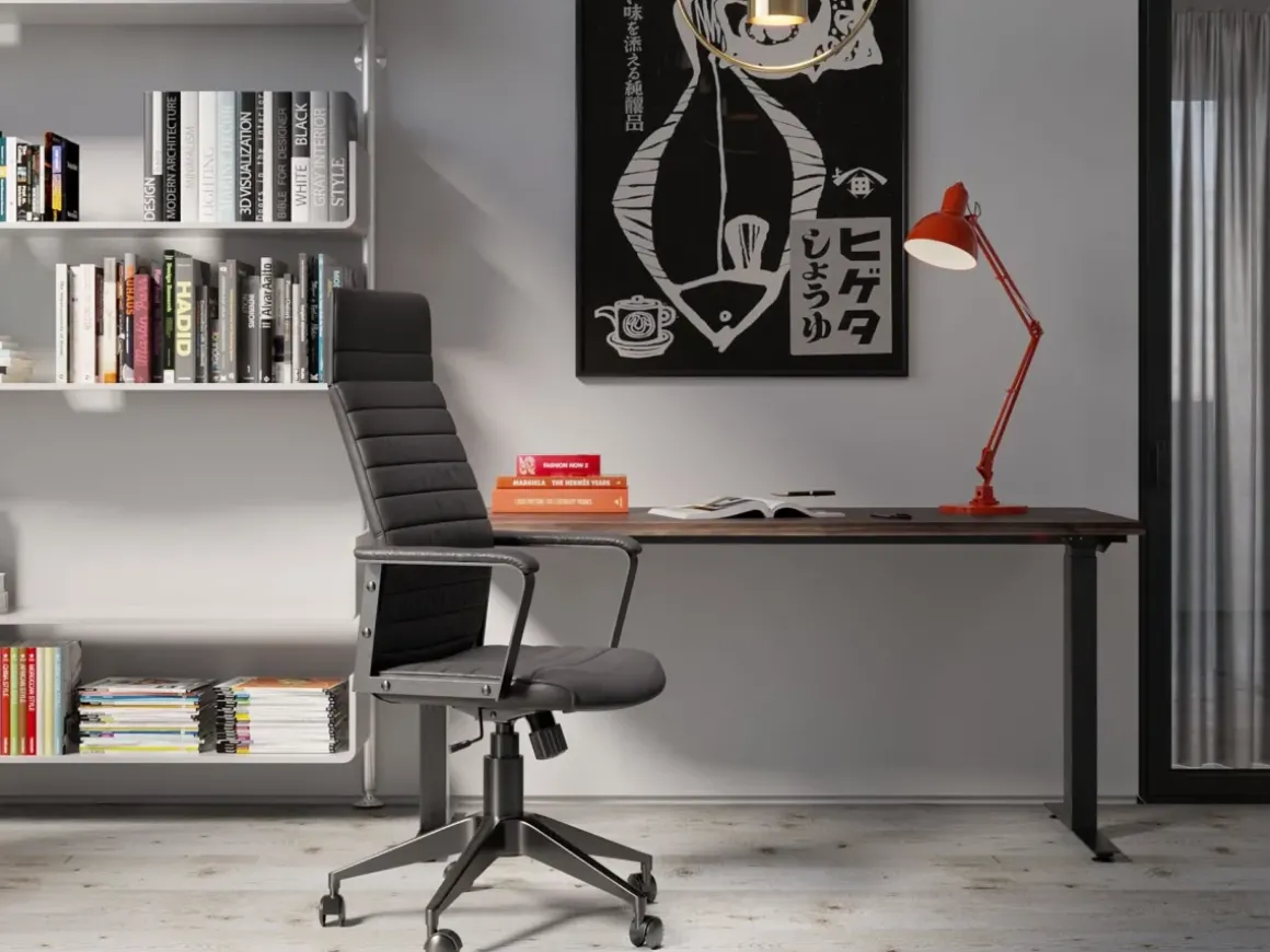Kontorsstol Labora Hög - Snurrstol på Hjul, Svart Konstläder - KARE Design