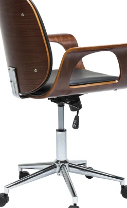 Kontorsstol Patron Walnut - Snurrstol på Hjul, Svart/Valnöt - KARE Design