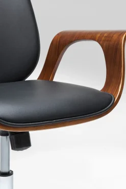Kontorsstol Patron Walnut - Snurrstol på Hjul, Svart/Valnöt - KARE Design
