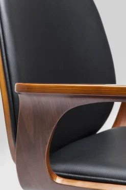 Kontorsstol Patron Walnut - Snurrstol på Hjul, Svart/Valnöt - KARE Design